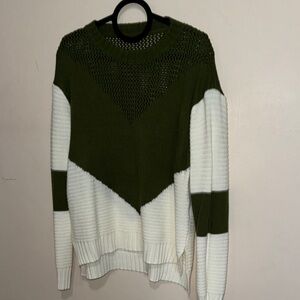 Olive and White Women's Sweater | xxl